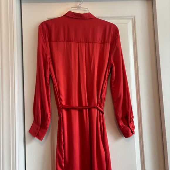 NWT Women’s Old Navy Tie Waist Button Up Shirt Dress Sz M Lava - Picture 10 of 16